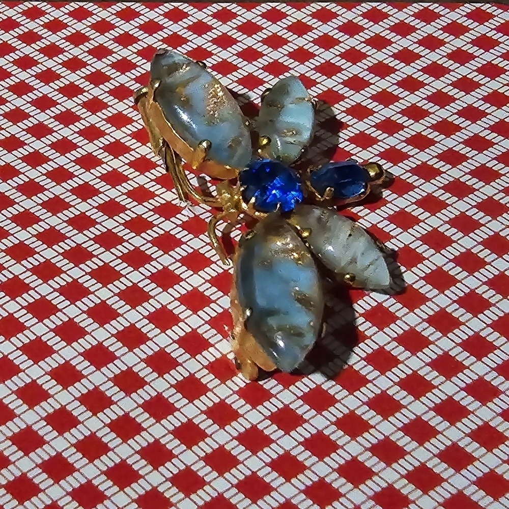 Vintage Dichroic Glass Dragonfly Brooch - Picture 2 of 3